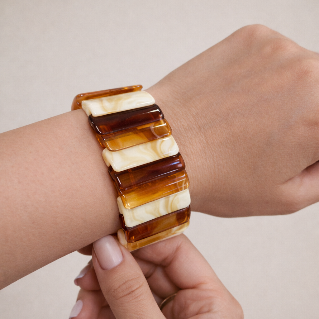 Wide Resin Stretch Bracelet