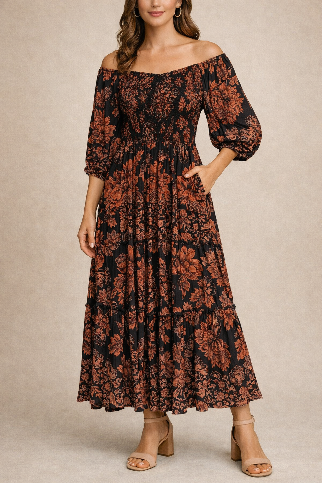 Long Sleeve Maxi Dress-Black