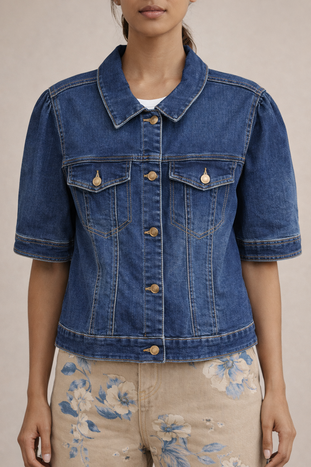 Elbow Sleeve Denim Jacket