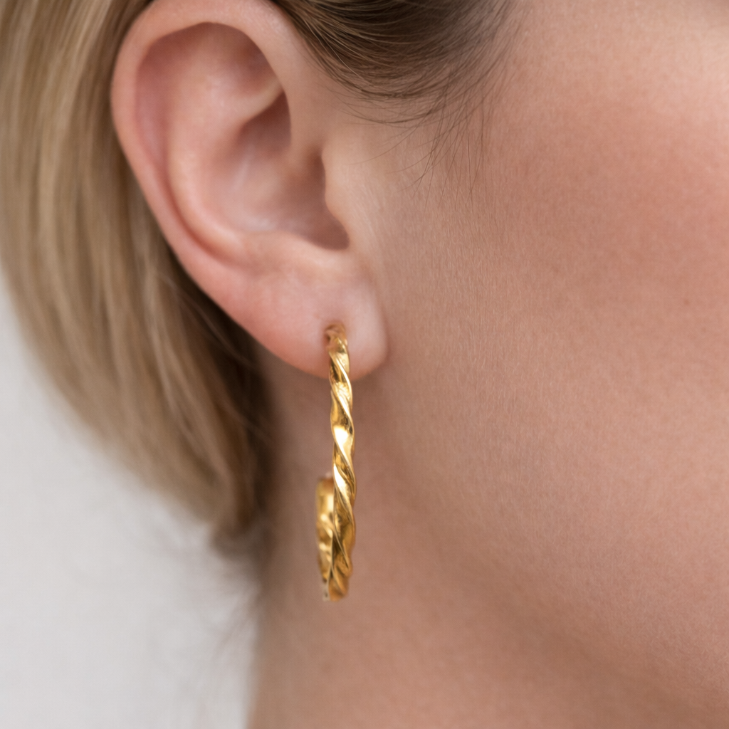 Gold Twisted Hoop Earrings