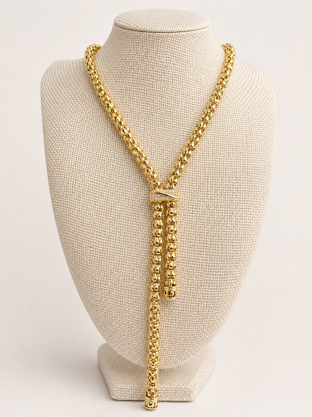 Gold Pave Lariat Necklace