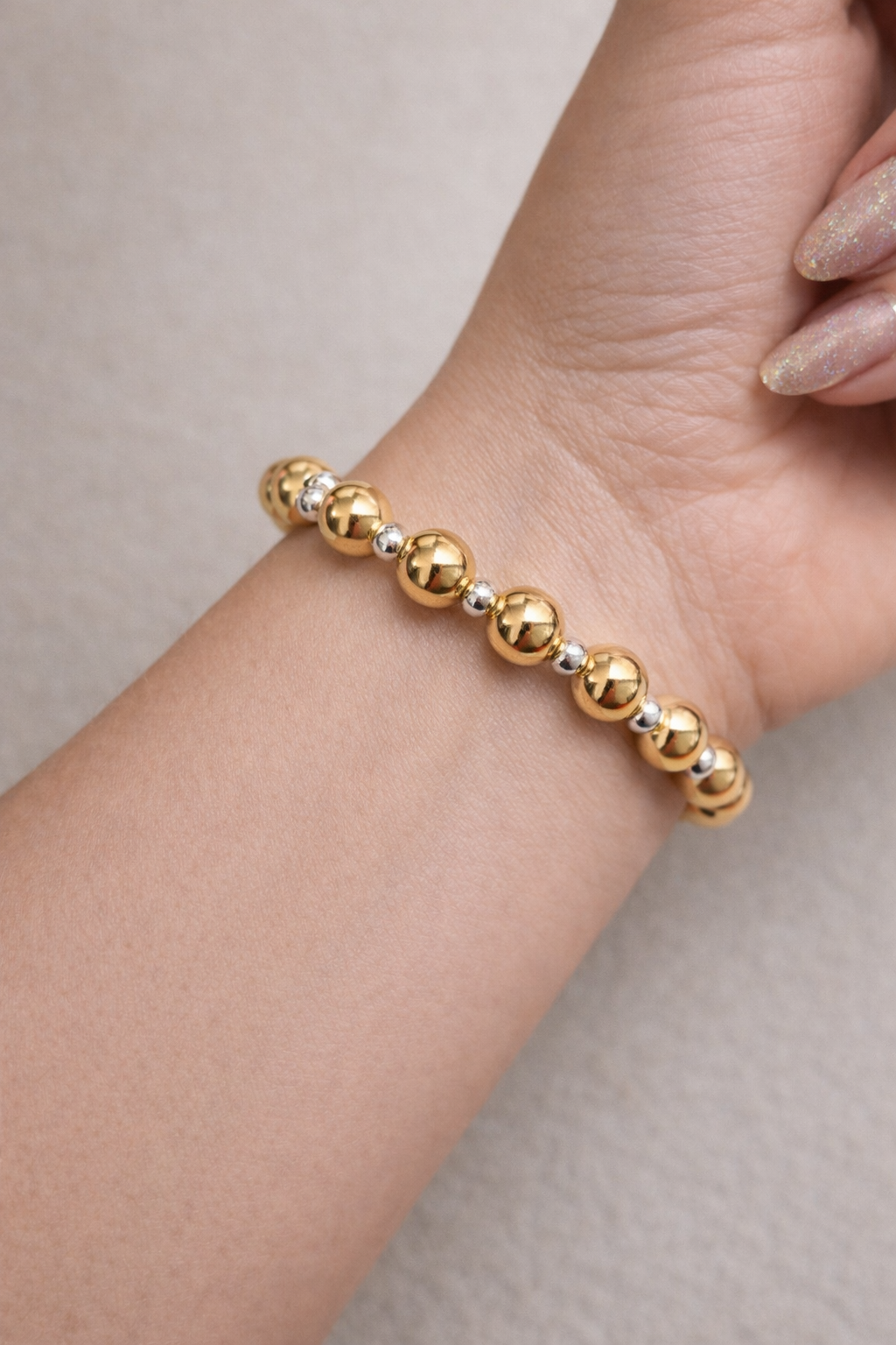 Dual Tone Beaded Stretch Bracelets