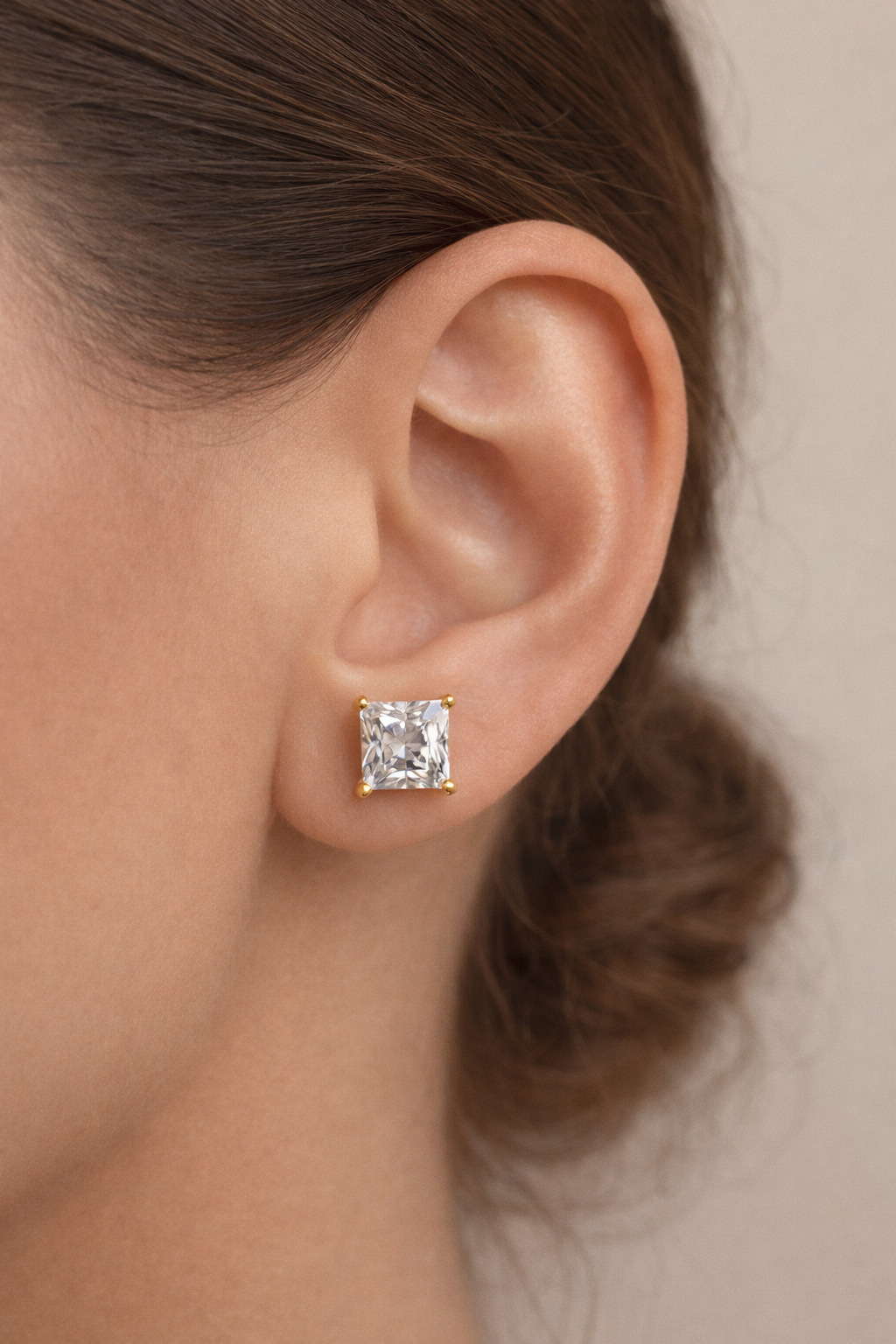 Square CZ Stud Earrings