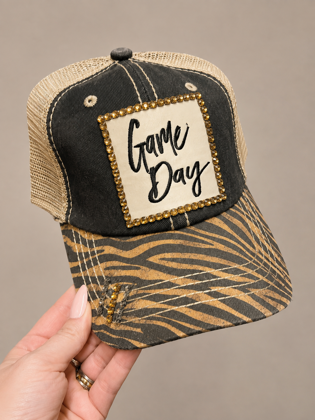 Zebra Game Day Bling Cap