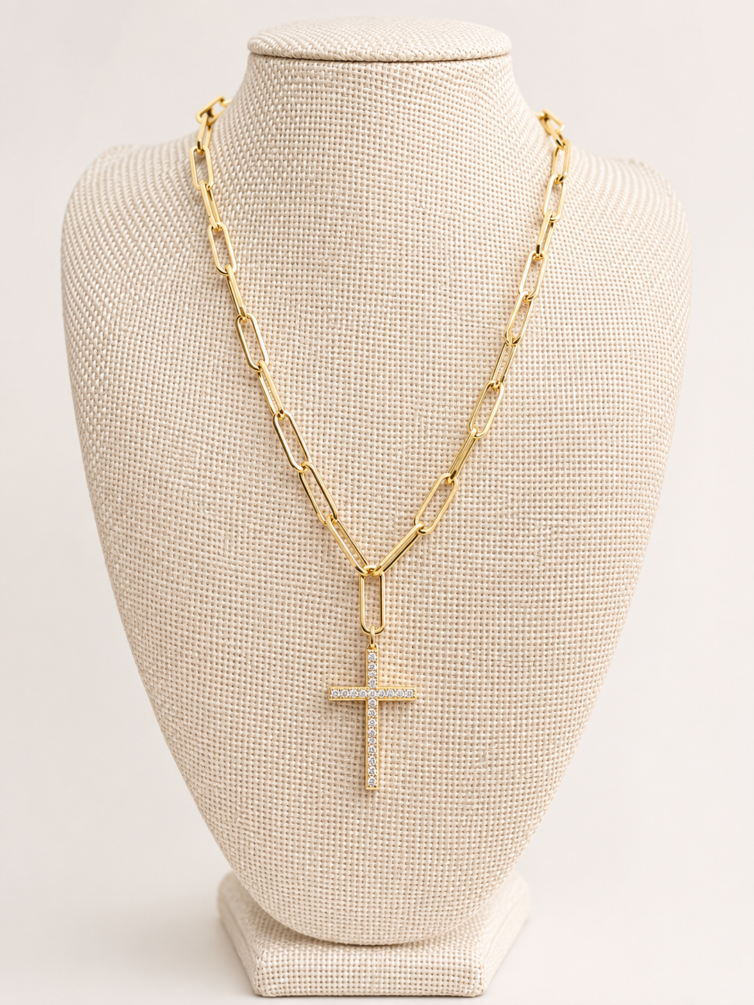 Gold Pave Cross Necklace