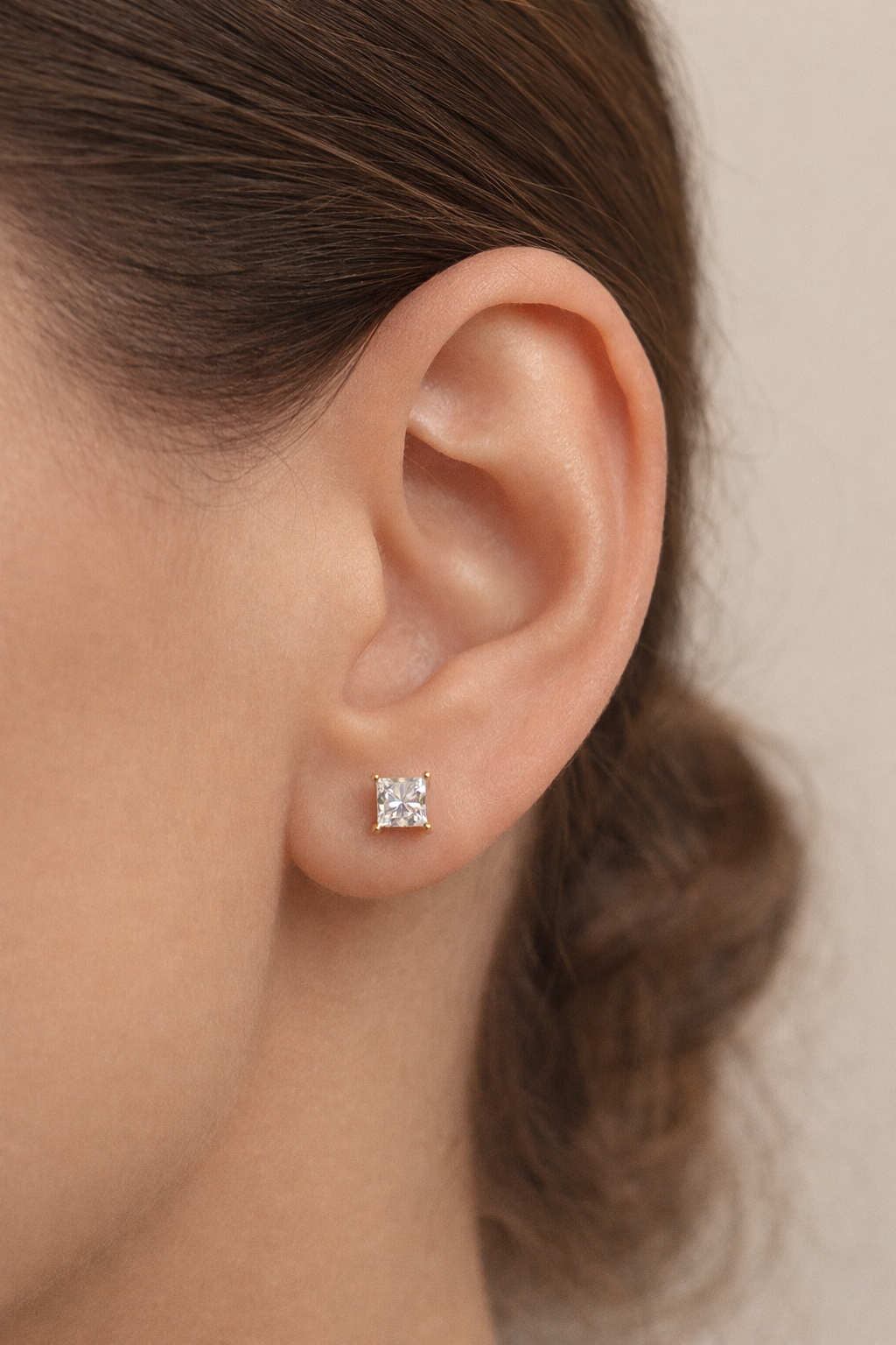 Square CZ Stud Earrings