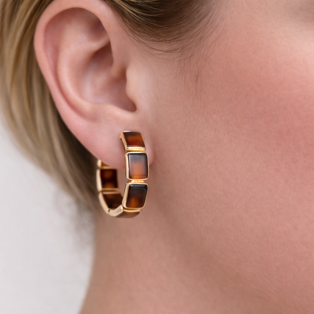 Canvas Jess Tortoise Chunky Hoop Earrings - Worn Gold