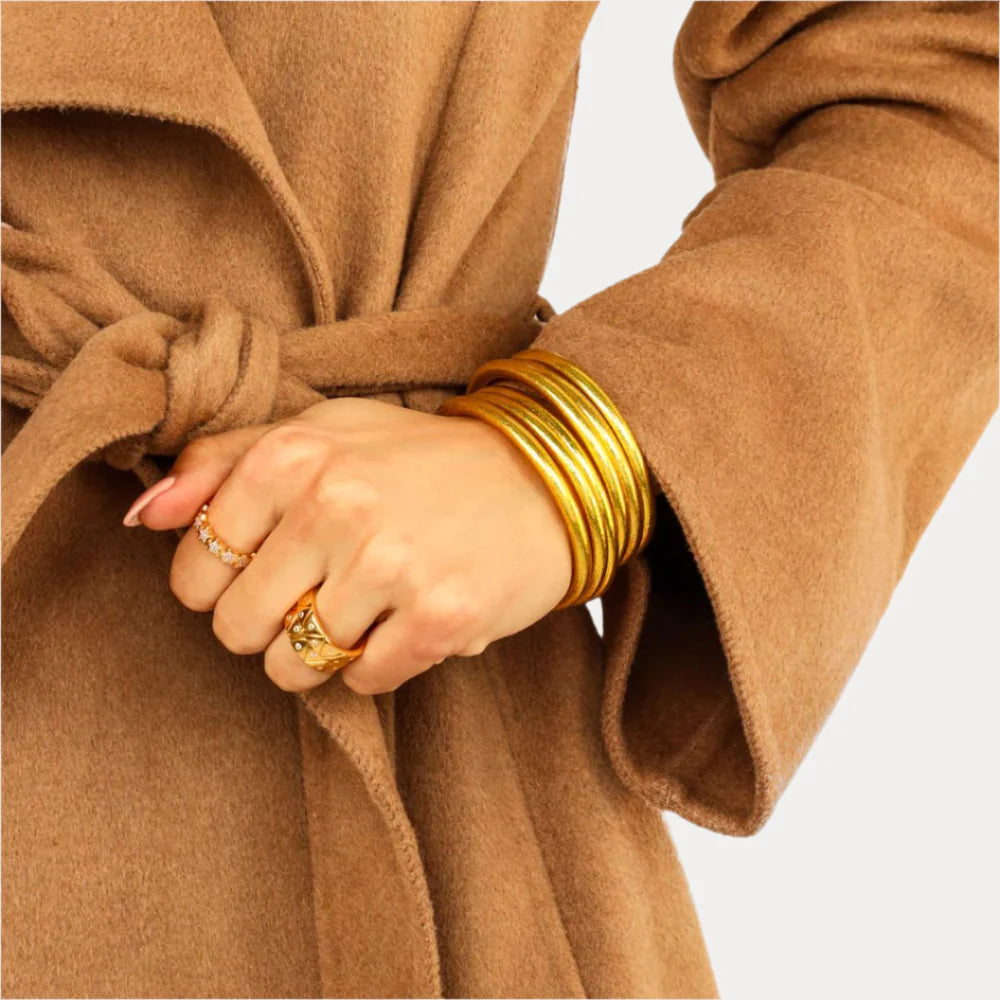 Budha Girl Gold All Weather Bangles® (Set of 6) - Serenity Prayer