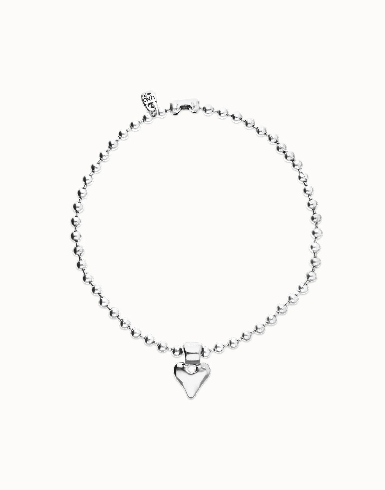 Uno de 50 Silver Bead necklace with heart detail