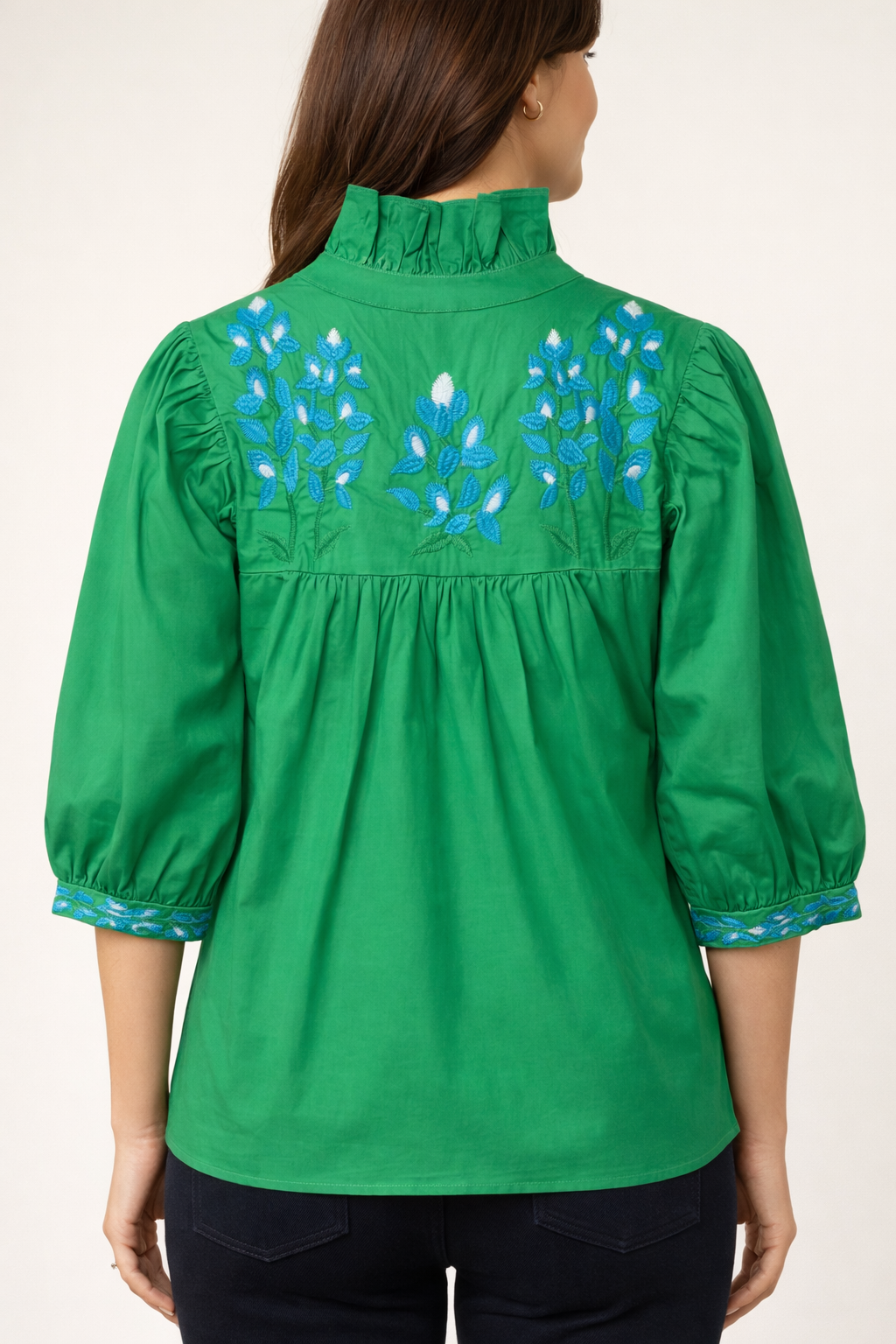 Spring Green Bluebonnet Tailgater Blouse