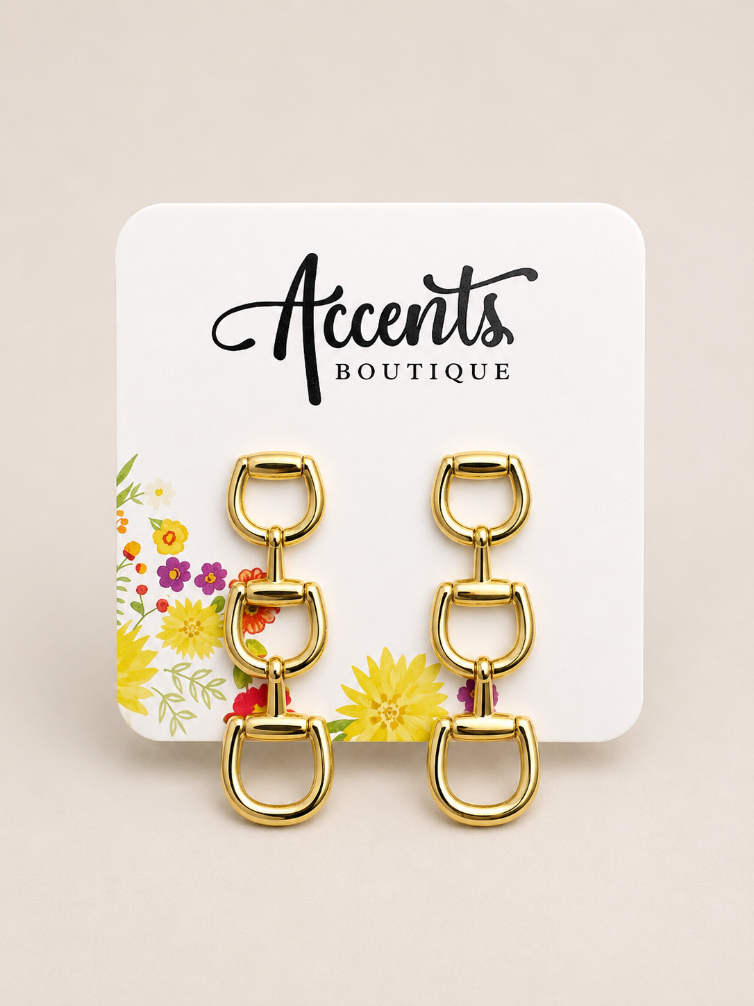 Gold Bit Post Earrings