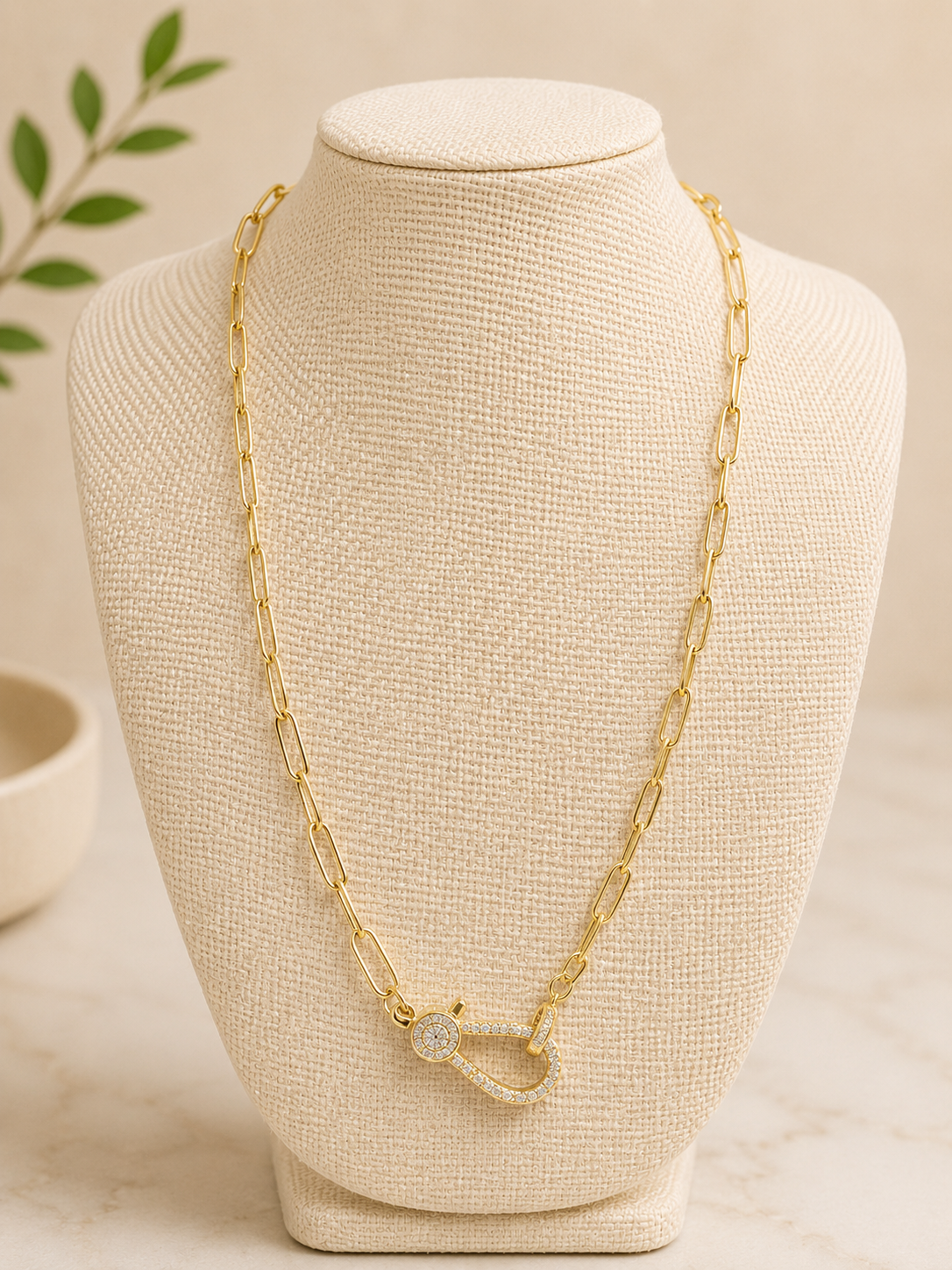 Paperclip Necklace with CZ Lobster Clasp