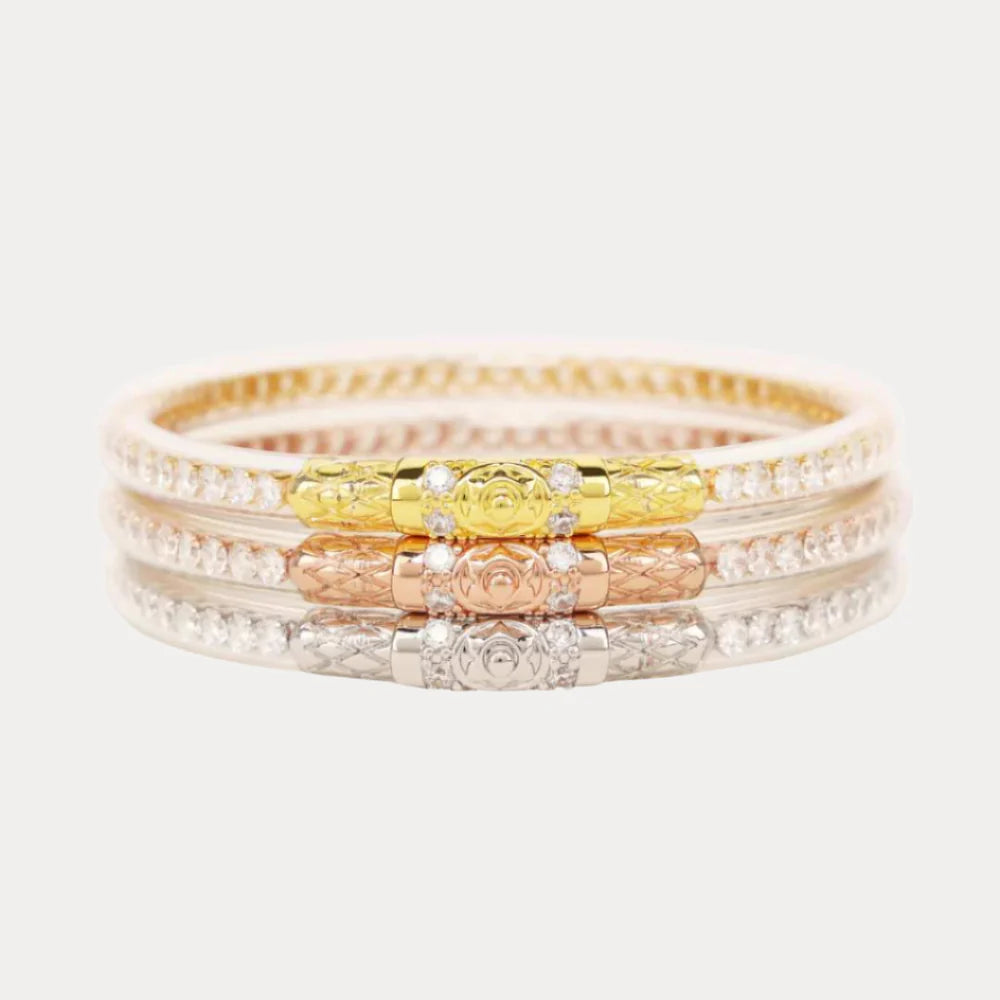 Budha Girl Three Queens All Weather Bangles® (AWB®) - Clear Crystal