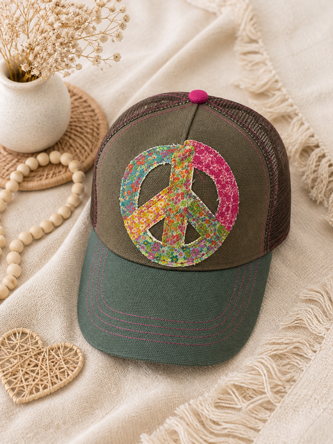Natural Life Peace Sign Trucker Cap