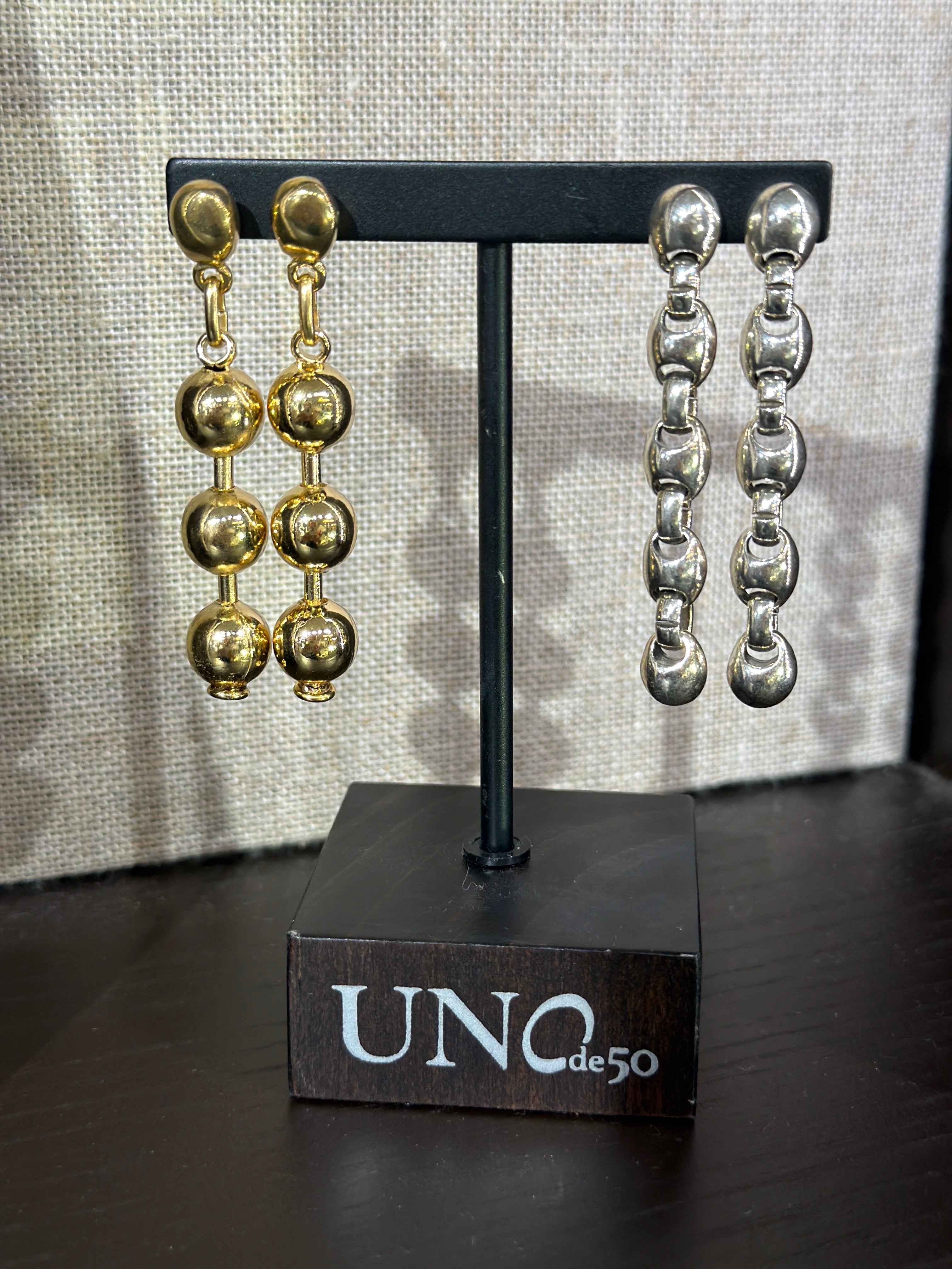 Uno de 50 Sterling Bead Link Drop Earring