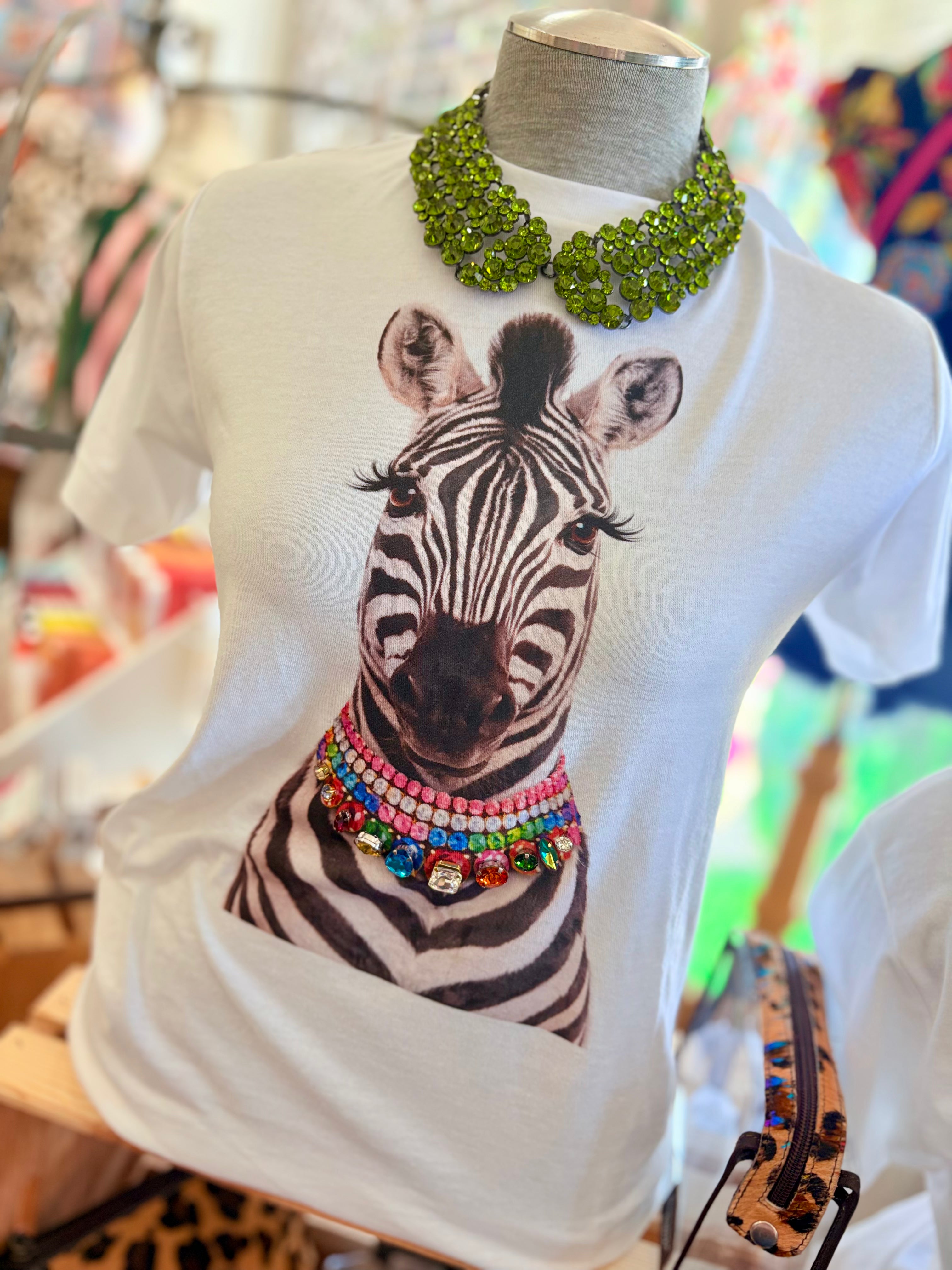 Jeweled Collar Zebra T-shirt