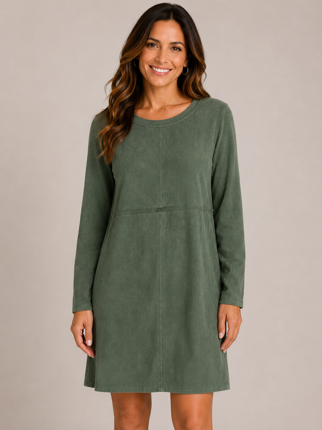 Joh Aurora faux suede dress in hunter green with pockets
