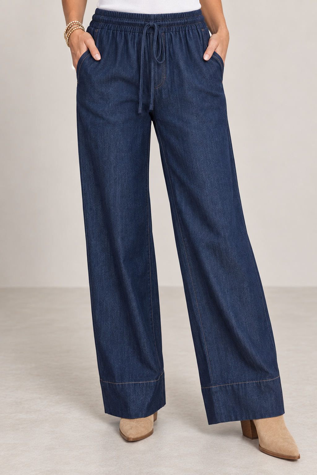 Drawstring Dark Denim Pants