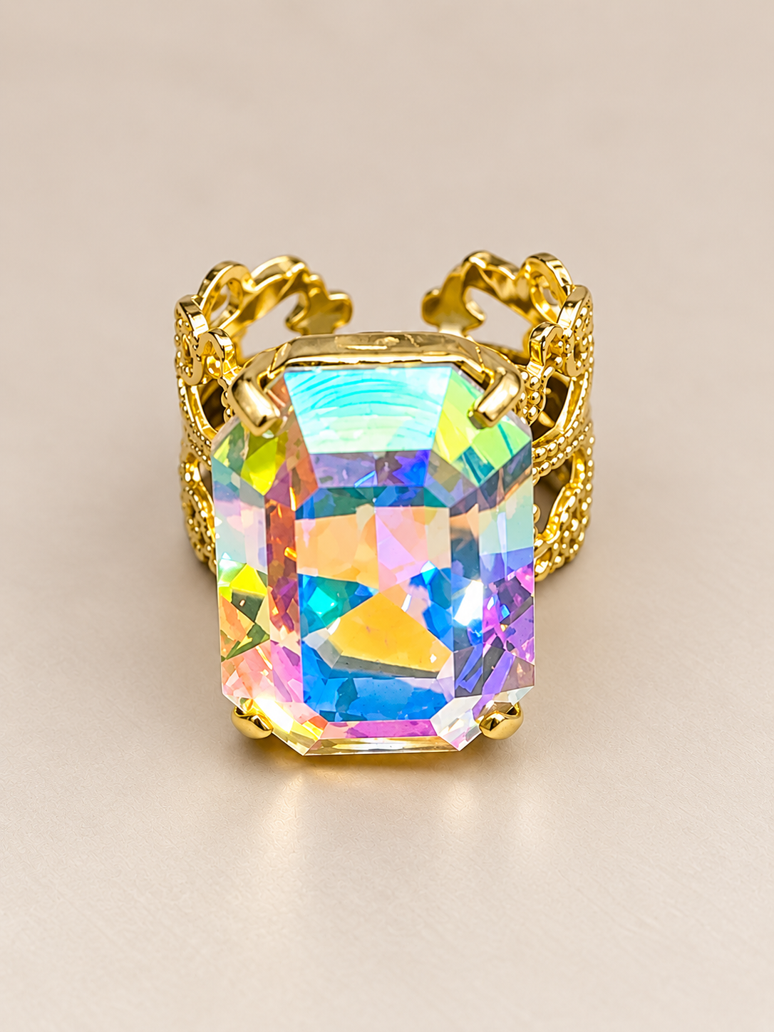 Sorrelli Brynn Cocktail Ring - Crystal Aurora Borealis