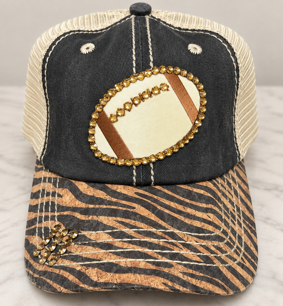 Zebra Football Bling Cap