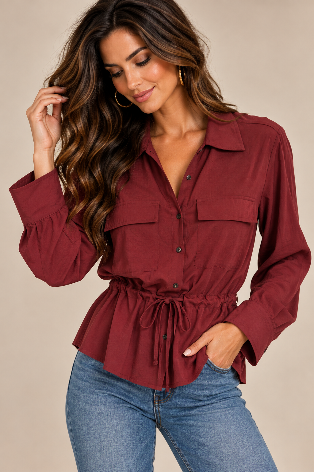 Button Front Cinch top