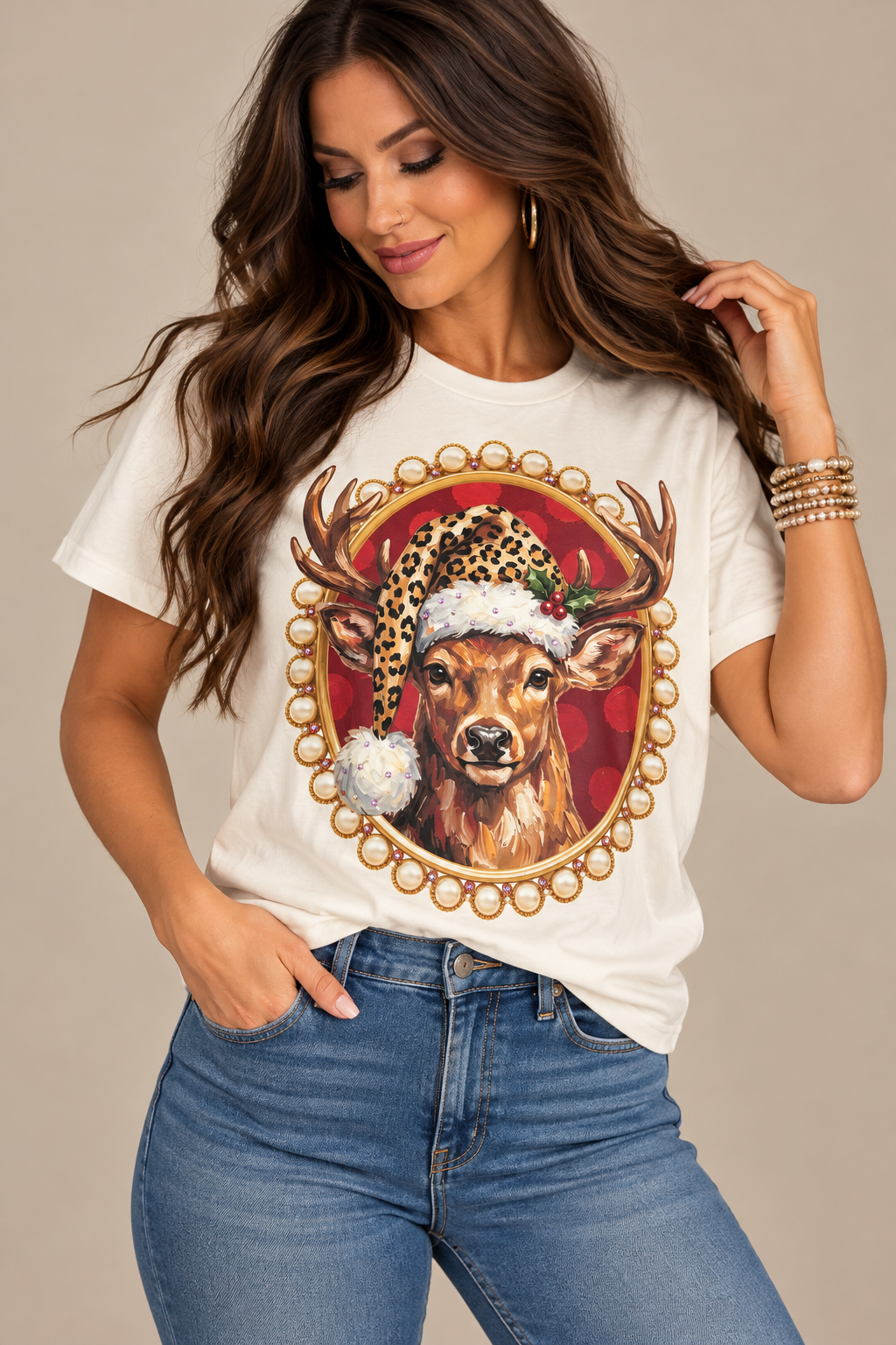 Wild About Christmas Reindeer Bling Tee