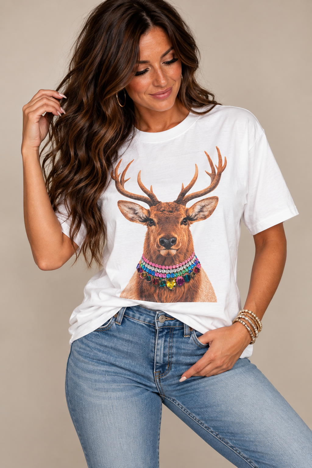 Jeweled Collar Buck T-shirt