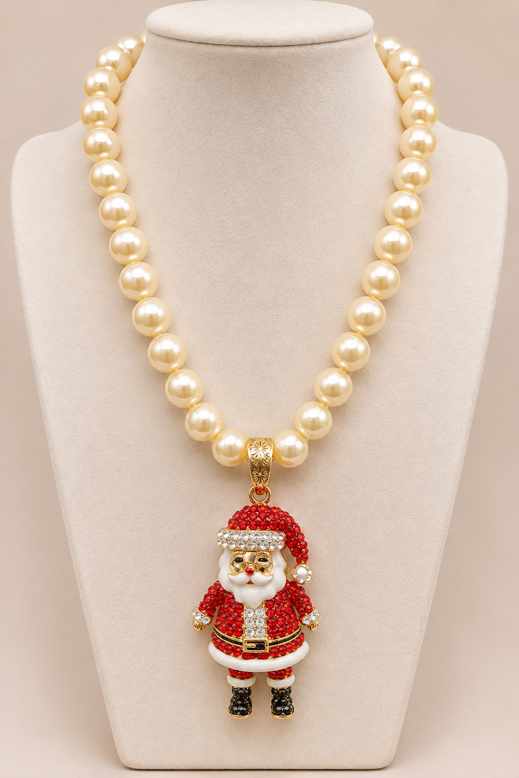 Crystal Santa Pearl Necklace
