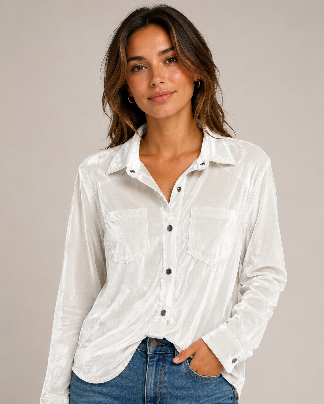 Velvet Snap Front Top