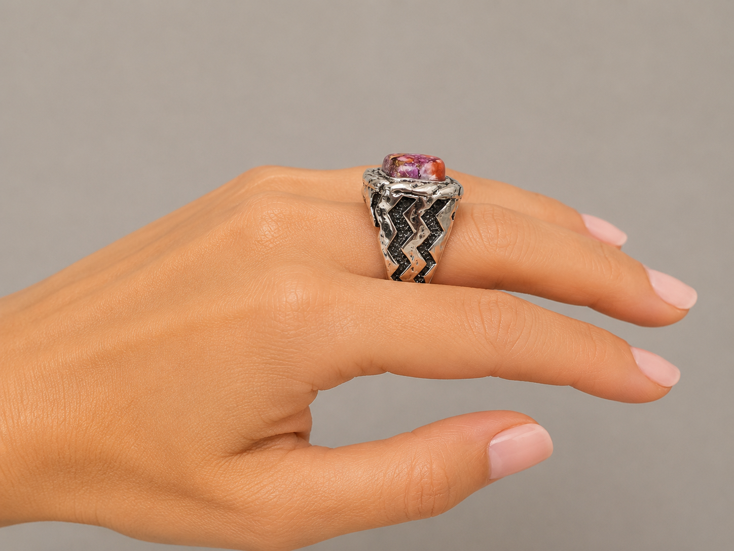 Dian Malouf Pink Dahlia Braided Ring RS8371