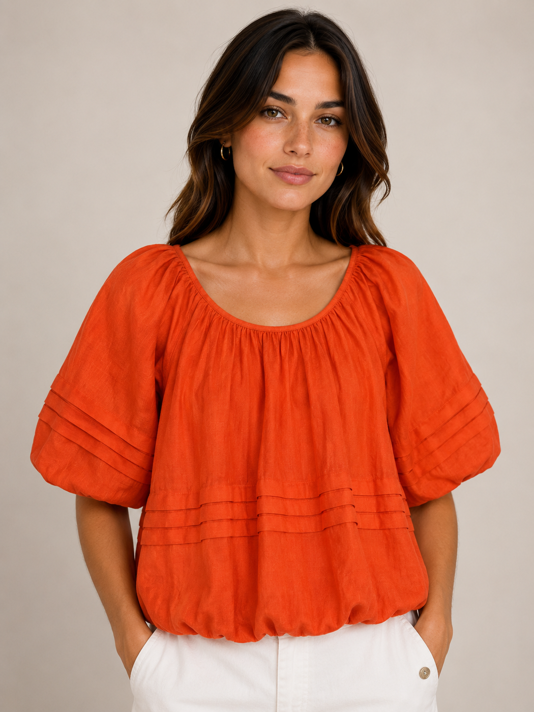 Pleated Peasant Top