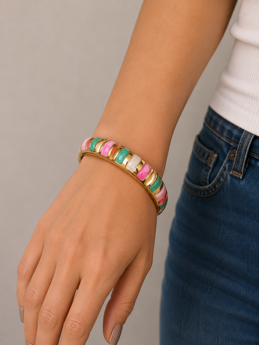 Gold Enamel Bangle Bracelets