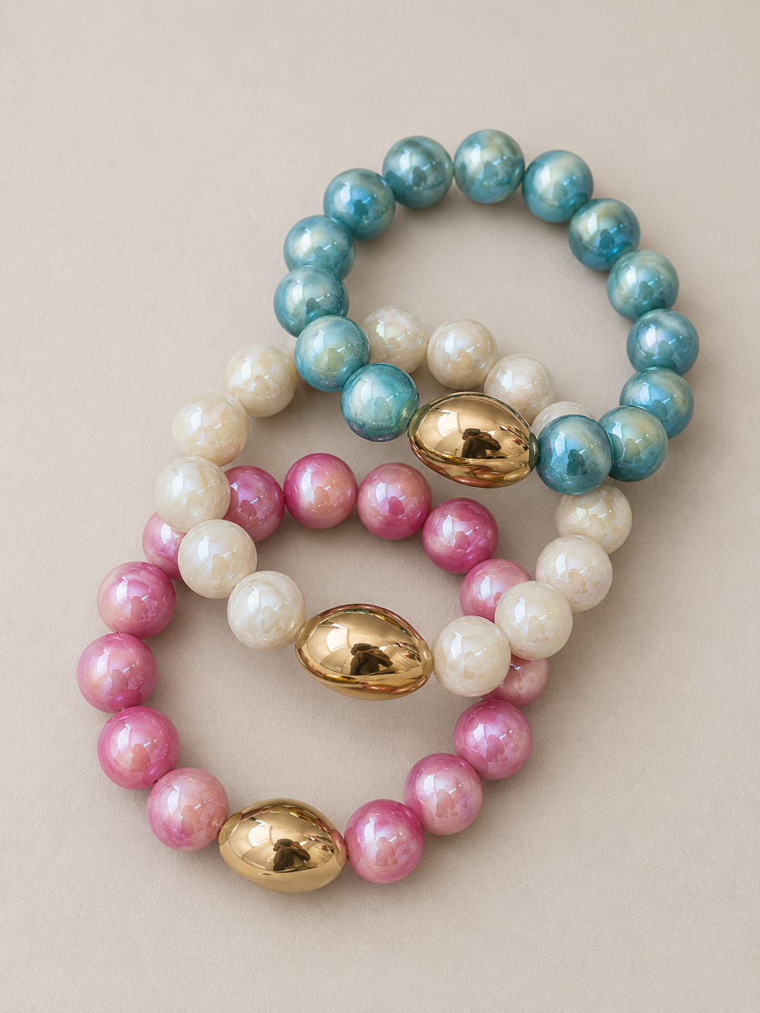 Resin & Gold Round Beaded Bracelet
