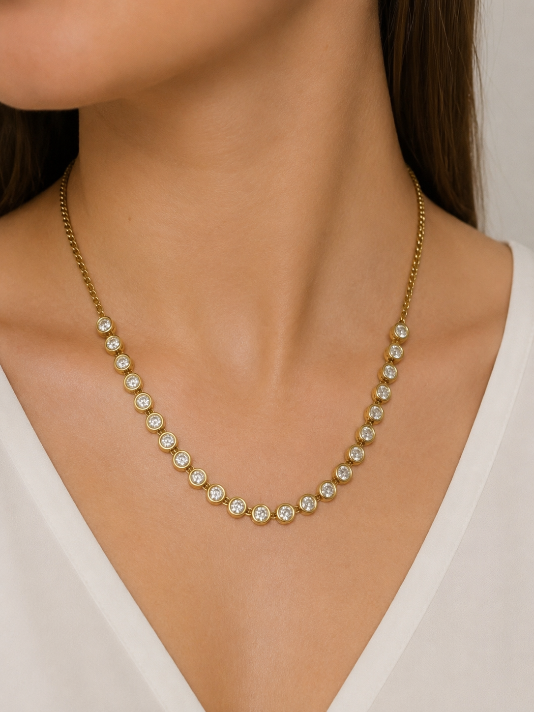 Waterproof Circle Tennis Necklace