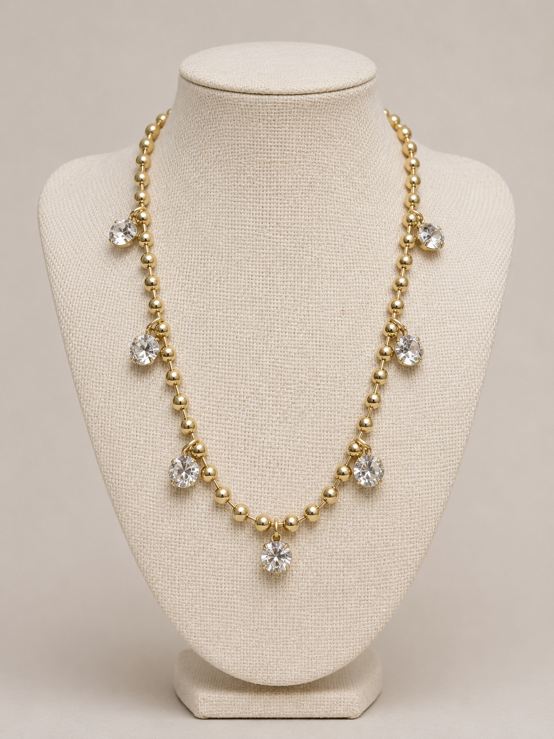 Gold Crystal Bead Chain Necklace