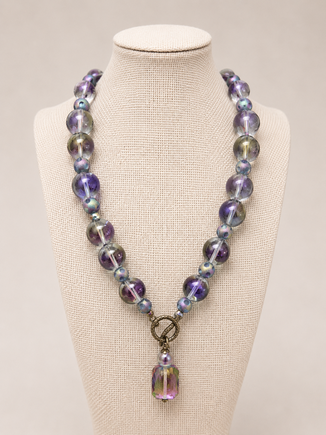 Metallic Beaded Toggle Necklace