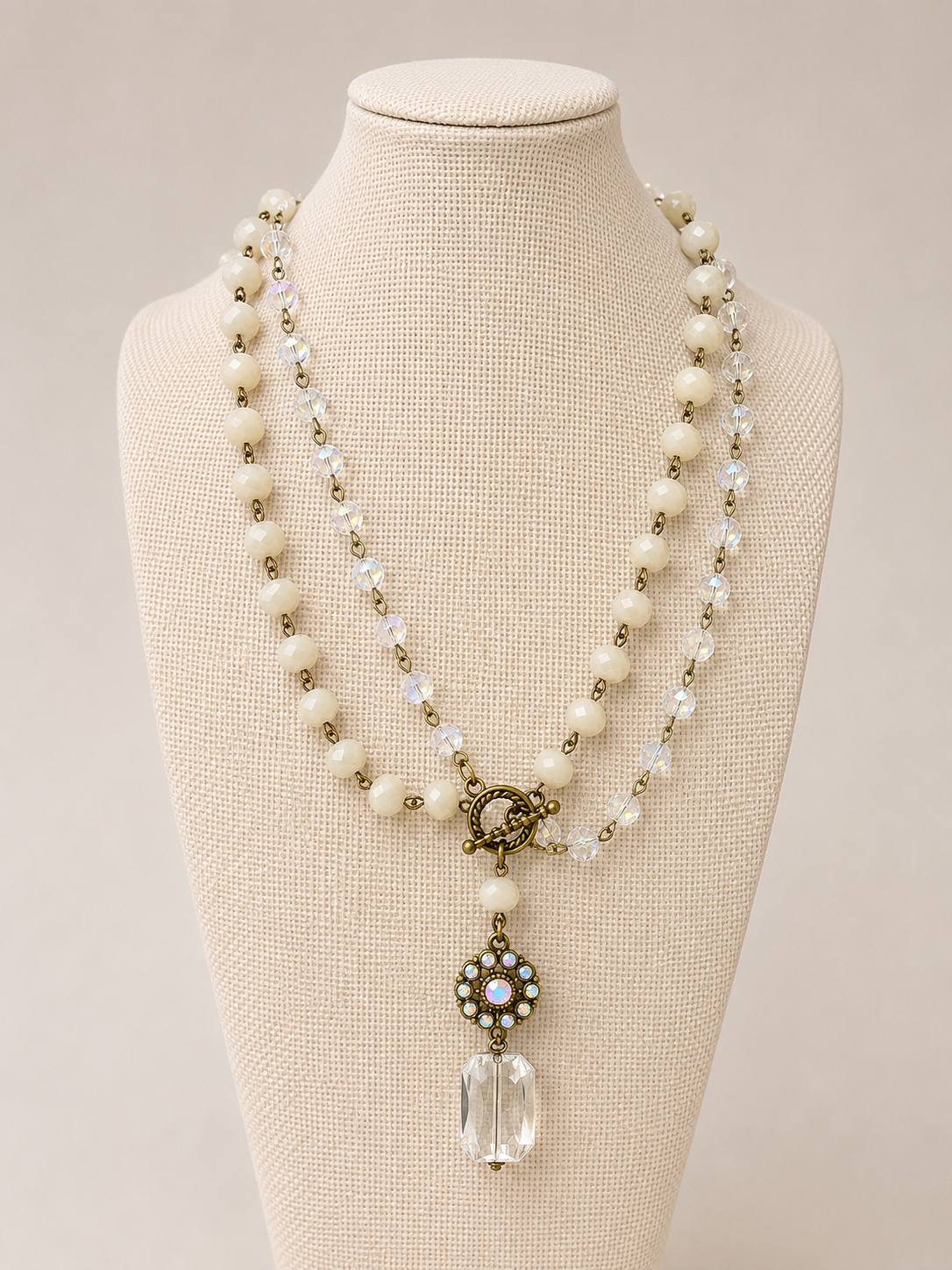 Layered Crystal Beaded Toggle Necklace