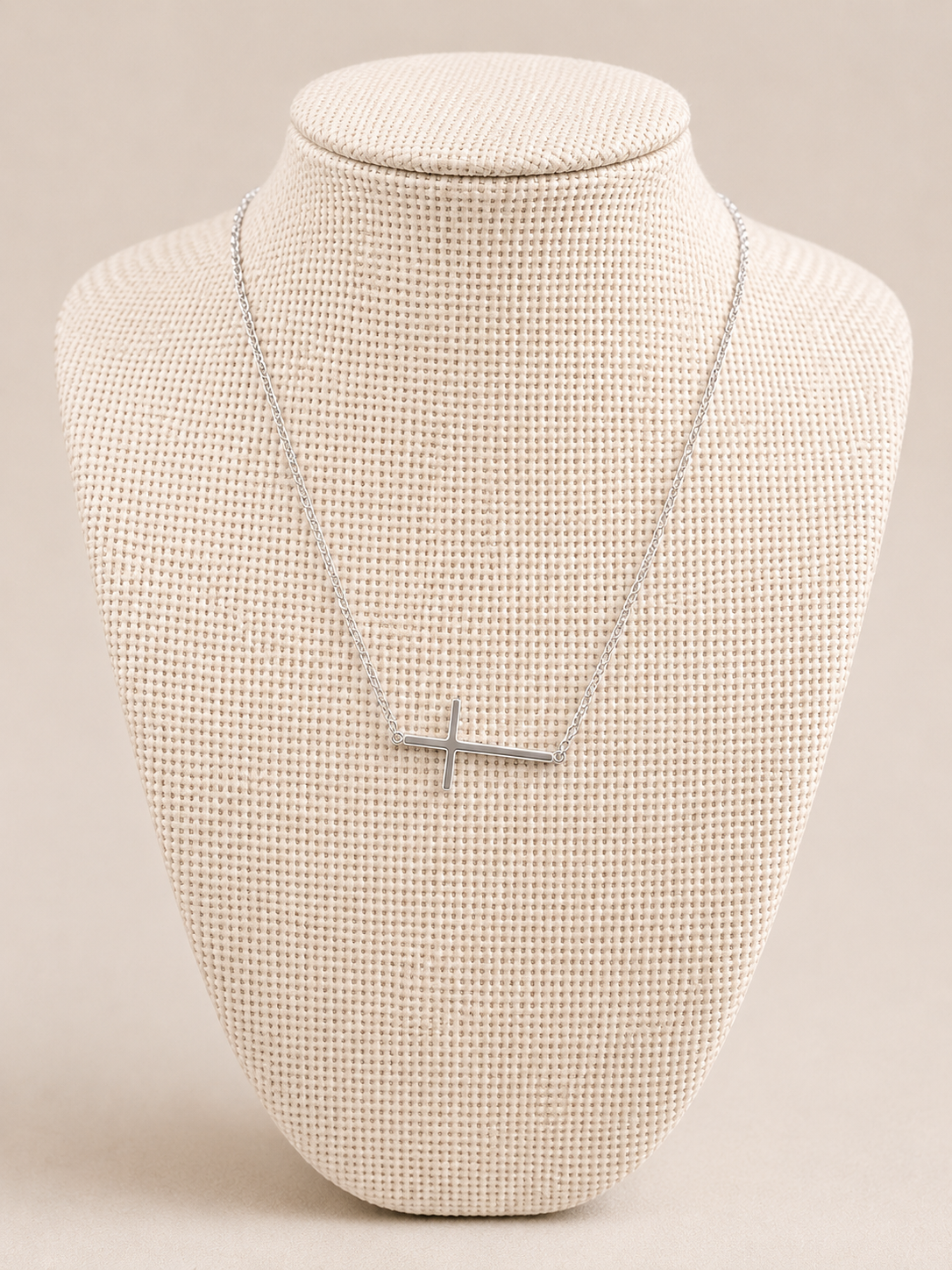 Sterling Silver Side Cross Necklace