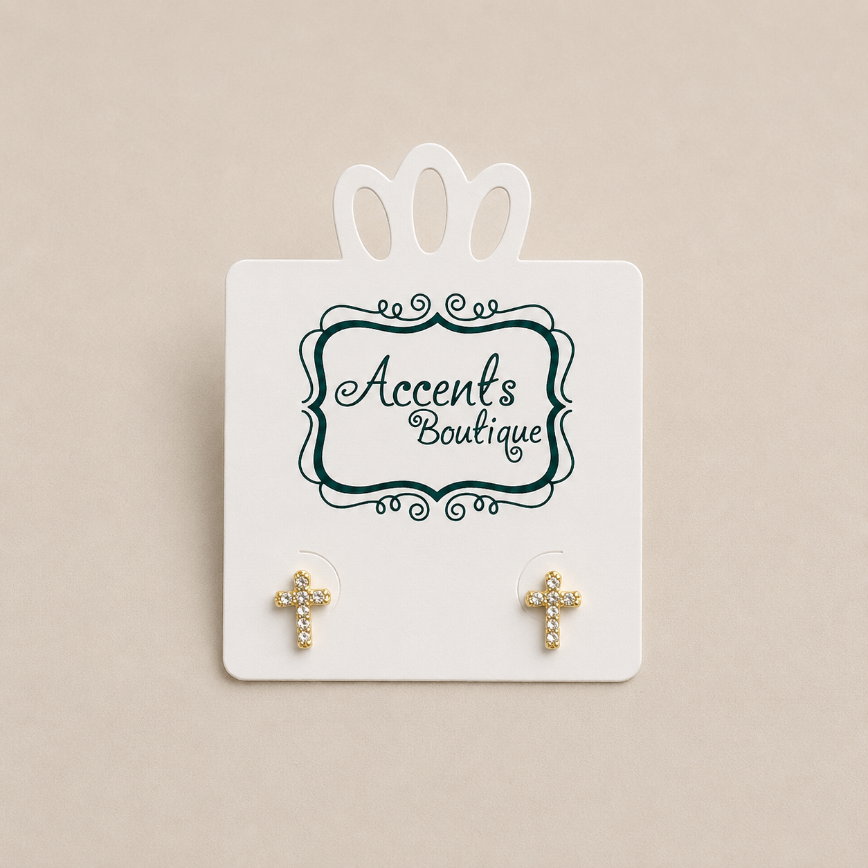 Vermeil CZ Cross Stud Earrings
