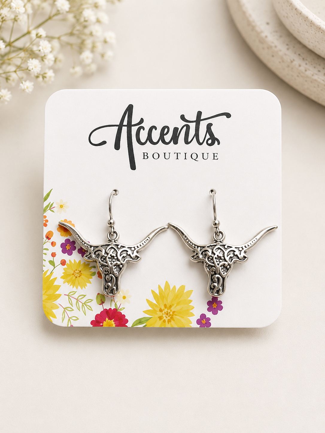 Filigree Longhorn Earrings
