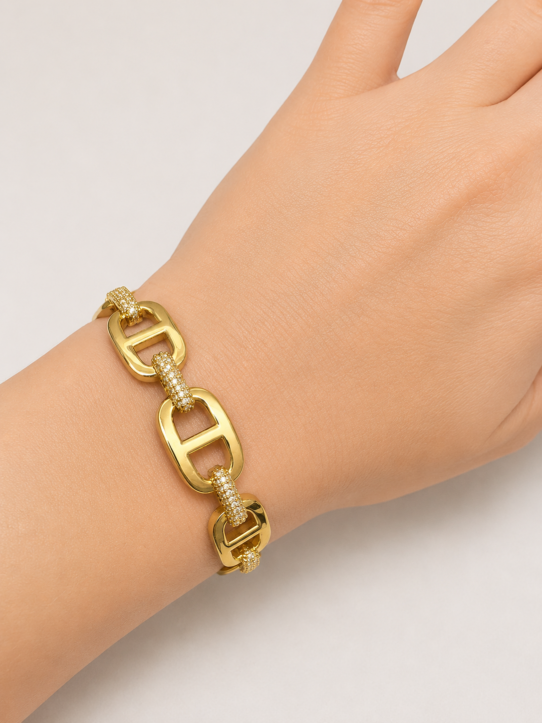 Gold Pave Buckle Link Bracelet