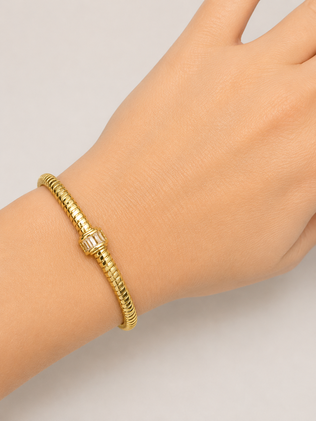 Gold Baguette Snake Bracelet