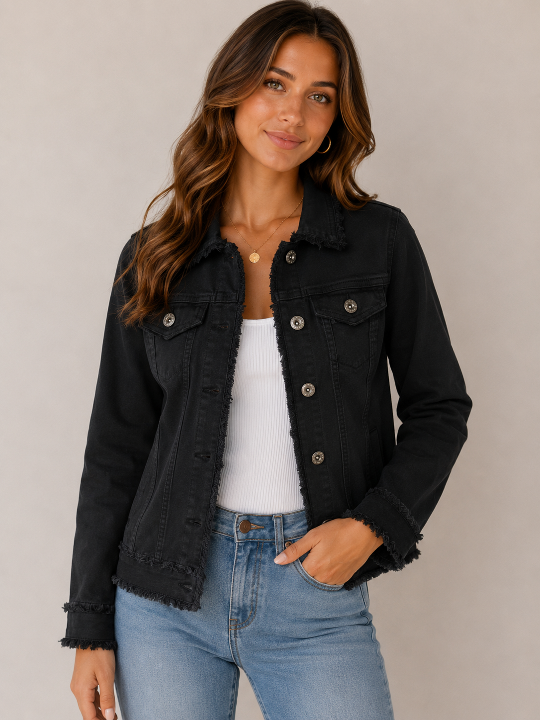 Black Button Front Jacket