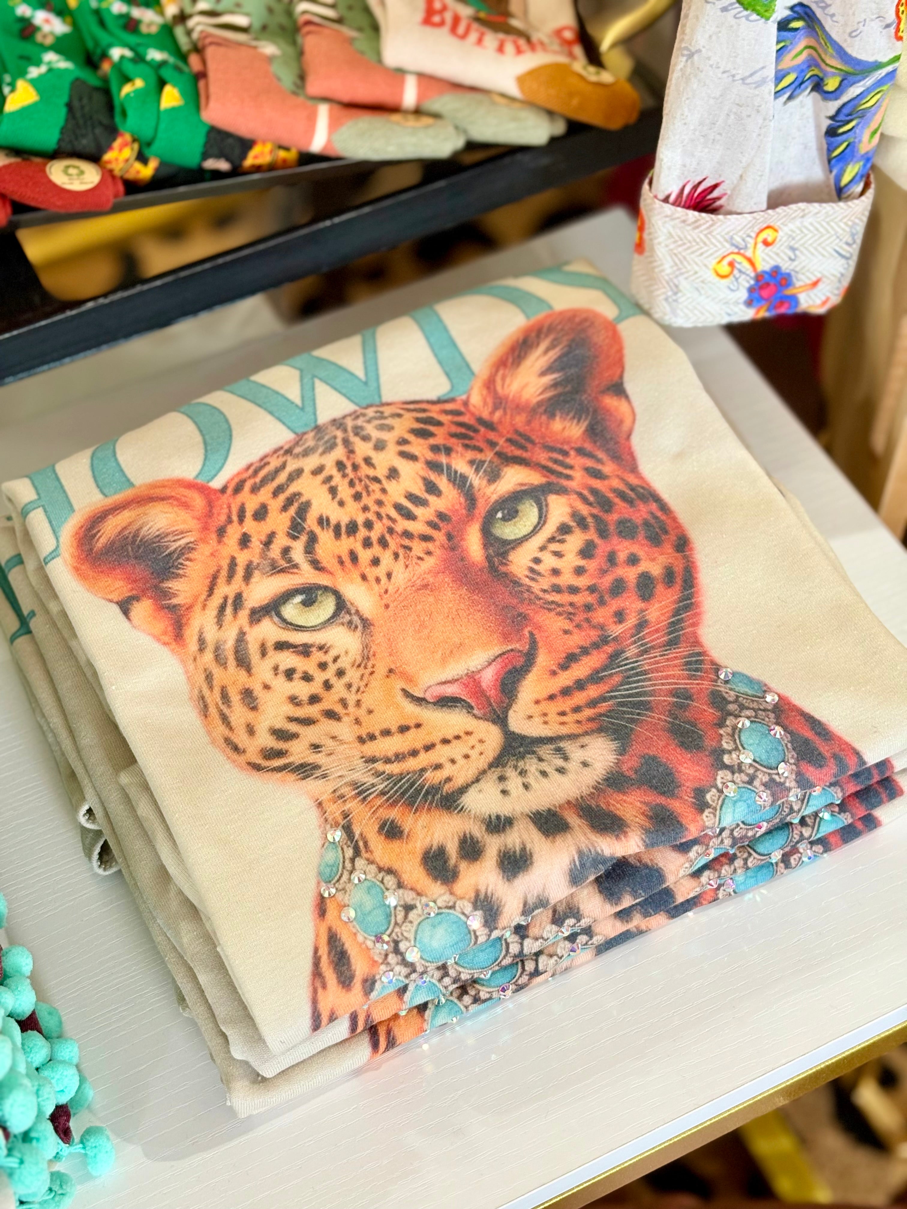 Leopard Turquoise Bling Tee