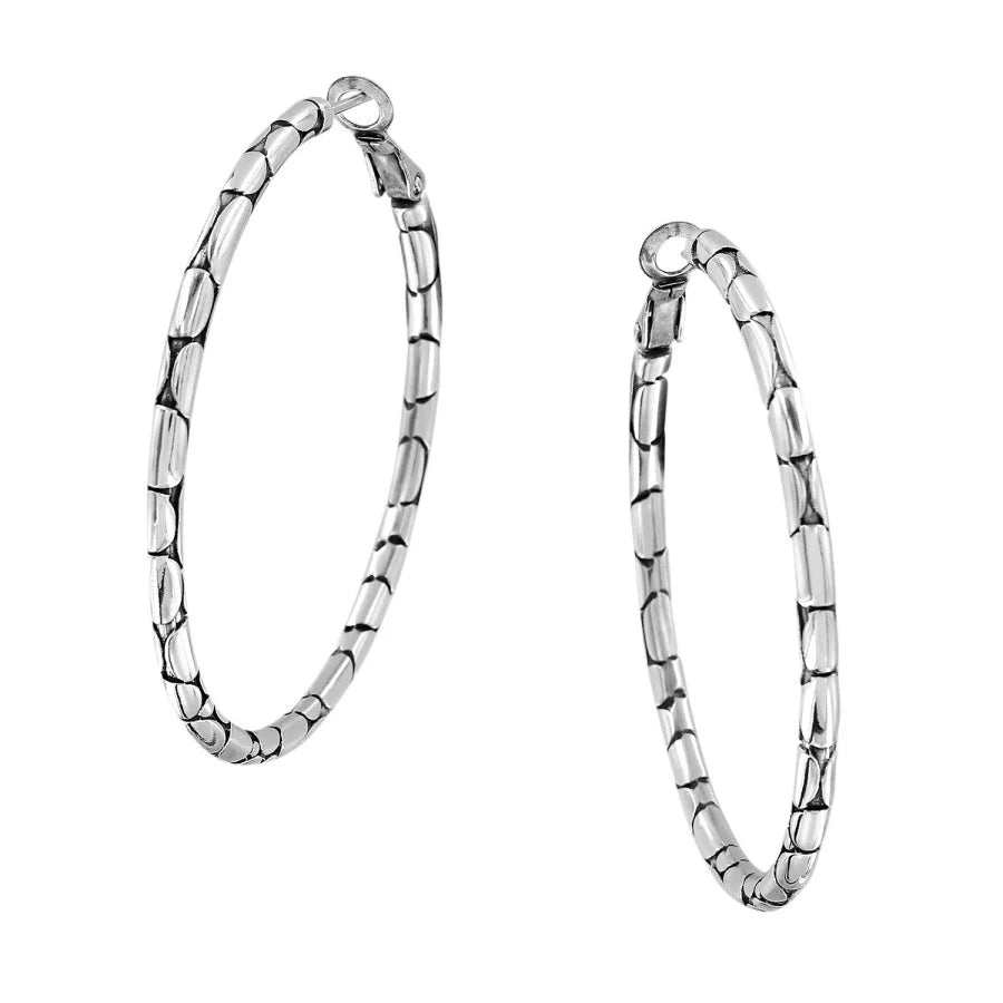 Brighton Pebble Large Hoop Earrings Silver