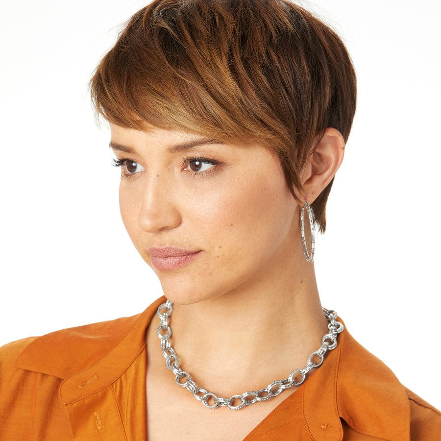 Brighton Pebble Large Hoop Earrings Silver