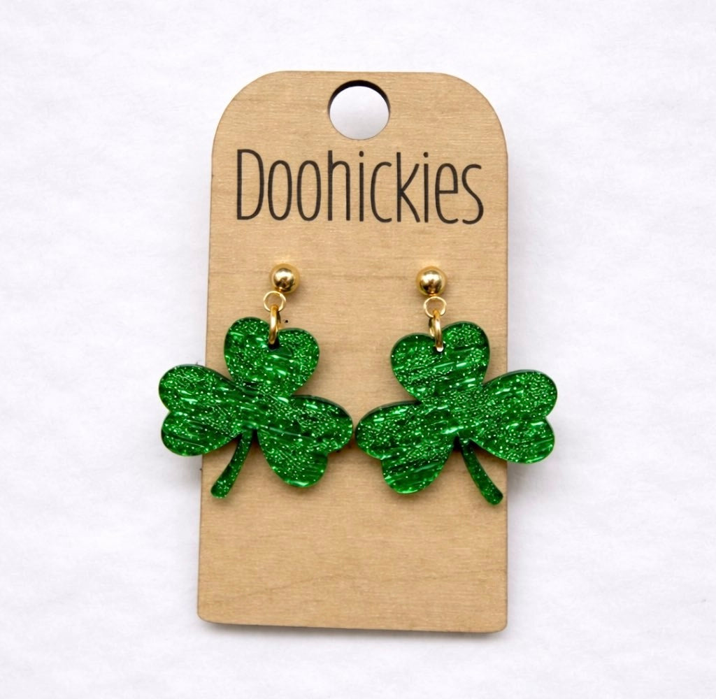 Glitter Clover Earrings