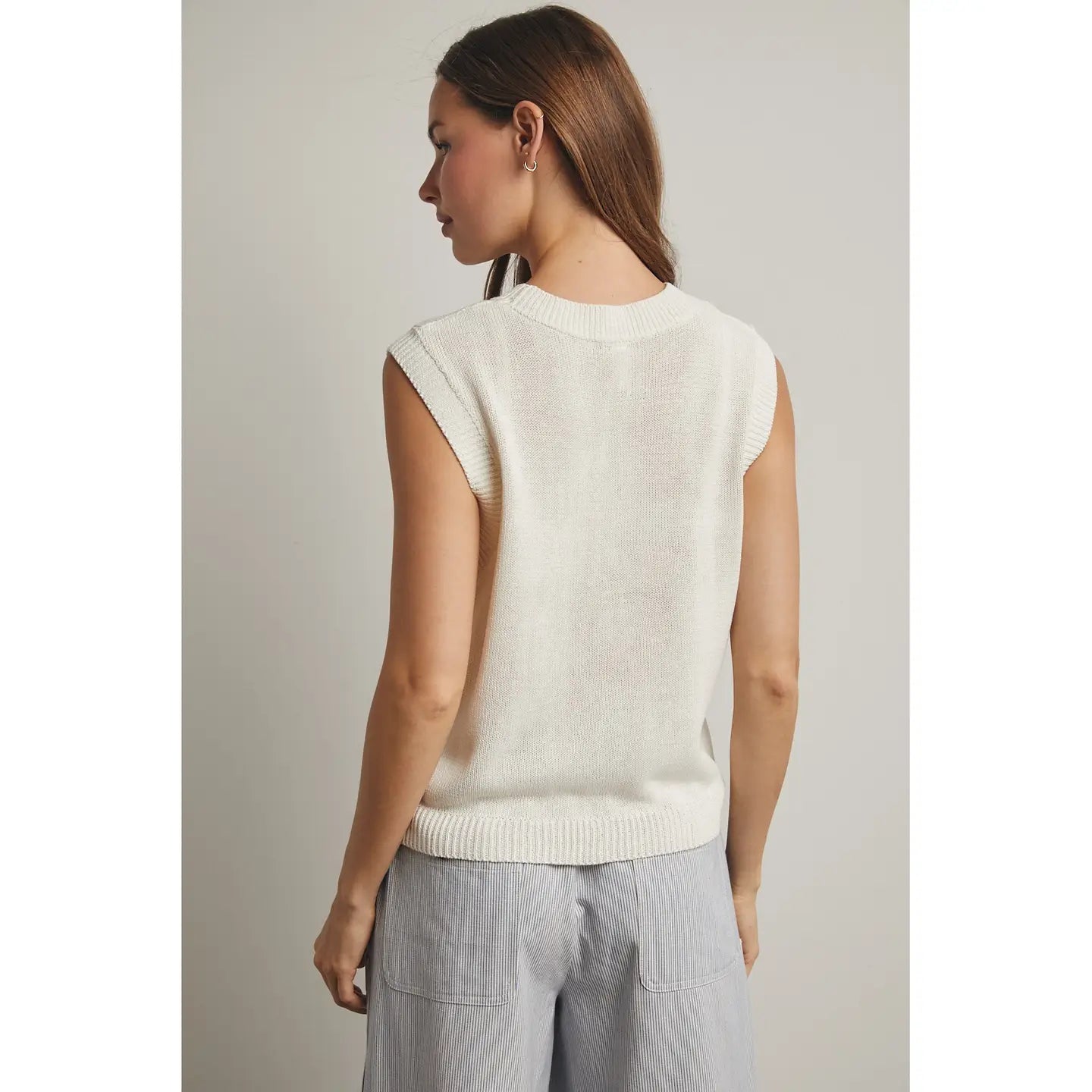 Cream Lobster Embroidered Sweater Vest