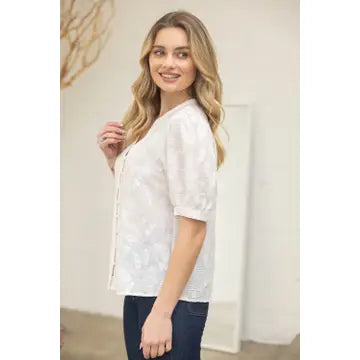Floral Textured Button Down Top