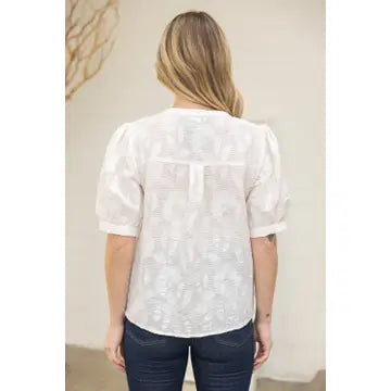 Floral Textured Button Down Top